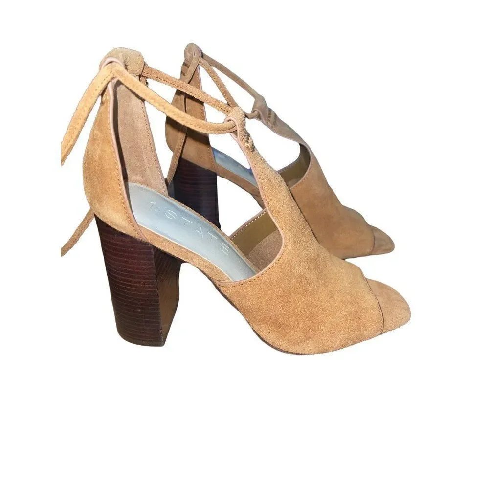 1. State Tilya Leather Block Heel Open Toe Sandals Size 7‎